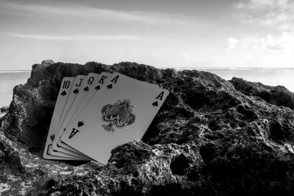 Royal Flush Maça Poker Kart Kumar Tema — Stok fotoğraf