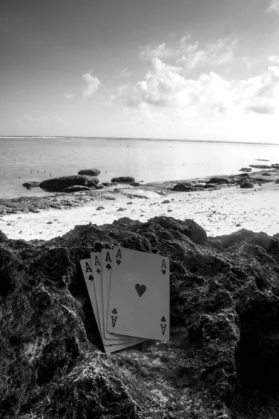 Четыре Туза Покер Карточная Игра Черно Белая Тема — стоковое фото