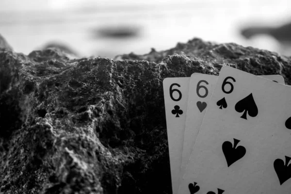 Póquer Juego Cartas Tema Tres Tipo Triple Seis — Foto de Stock