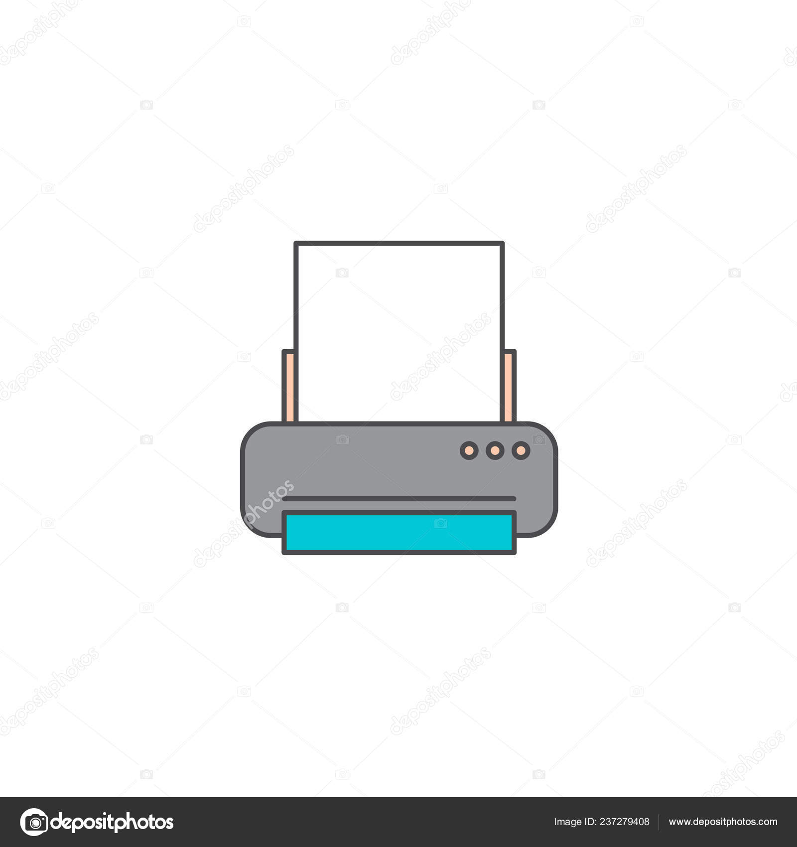 Minimalistic Vector Illustration Printer Isolated White Background ...