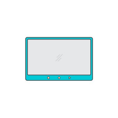 Beyaz arka plan üzerinde izole dijital tablet minimalist vektör çizim