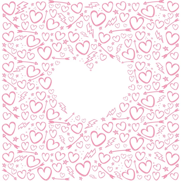 Κορνίζα Σχήμα Καρδιάς Από Καρδιές Που Απομονώνονται Λευκό Φόντο — Διανυσματικό Αρχείο
