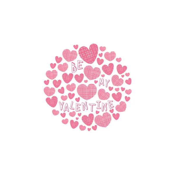 Valentine Poster Pink Hearts White Fone — стоковый вектор