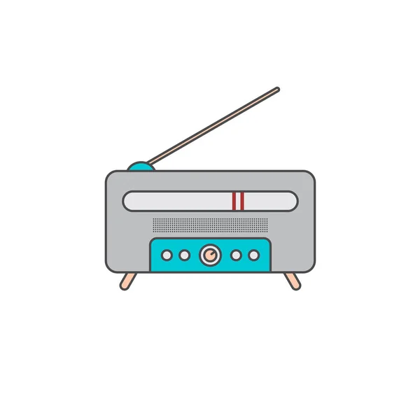 Ilustração Vetorial Minimalista Rádio Vintage Isolado Fundo Branco — Vetor de Stock