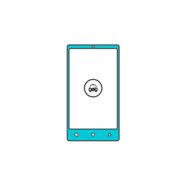 Illustrazione Vettoriale Minimalista Dello Smartphone Con Cabina Taxi Sullo Schermo — Vettoriale Stock