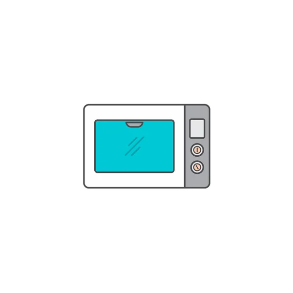 Ilustração Minimalista Vetorial Microondas Desenhos Animados — Vetor de Stock