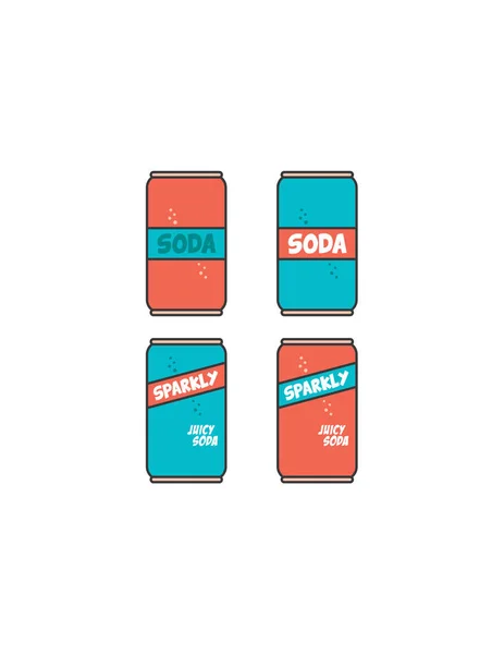 Latas Soda Agua Con Gas Ilustración Minimalista — Vector de stock