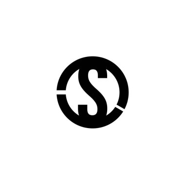 siyah minimalist s harfi kutsal kişilerin resmi, vektör çizim