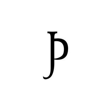 JP harfler beyaz arka planda izole logosu
