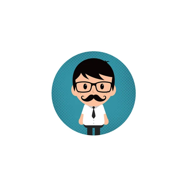 Cartoon Mannelijk Personage Met Snor Cirkel Illustratie Witte Achtergrond — Stockvector