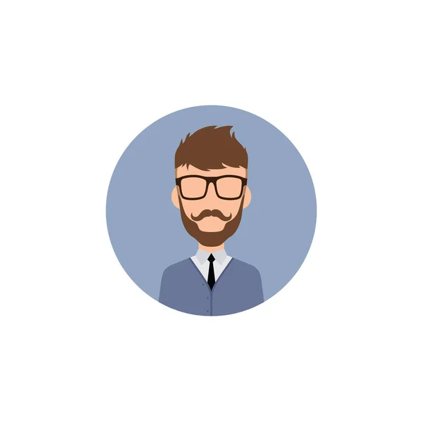 Personagem Masculino Desenhos Animados Com Barba Óculos —  Vetores de Stock
