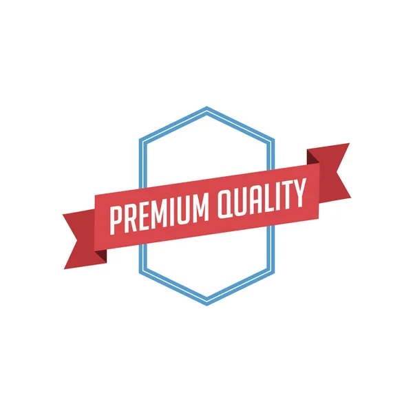 Blauw Frame Met Premium Kwaliteit Belettering Rood Lint — Stockvector