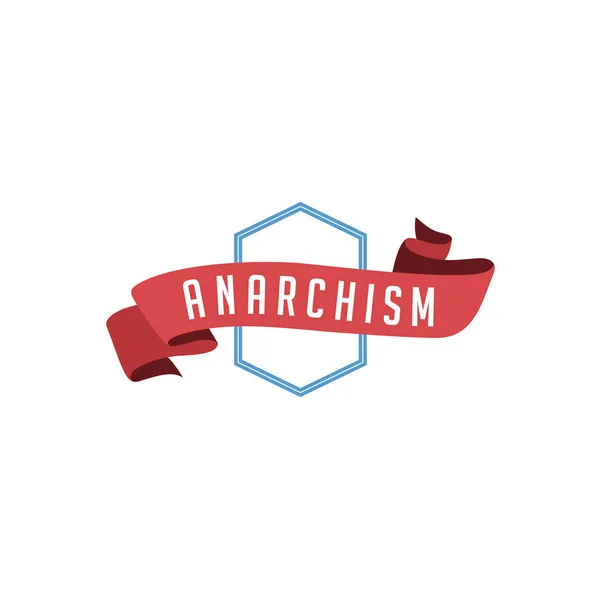 Blauw Frame Met Anarchisme Belettering Rood Lint — Stockvector