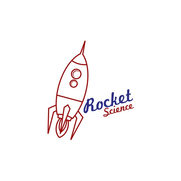 Cartoon Raketenillustration Mit Raketenwissenschaft Schriftzug — Stockvektor