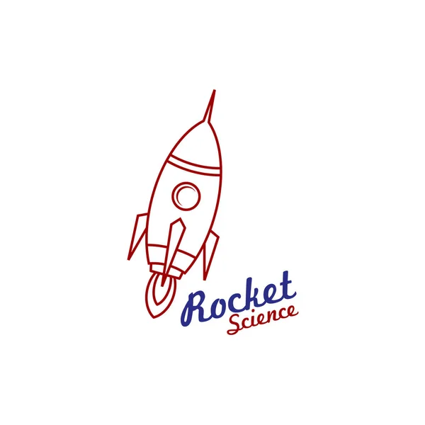 Tecknad Raket Illustration Med Rocket Science Bokstäver — Stock vektor