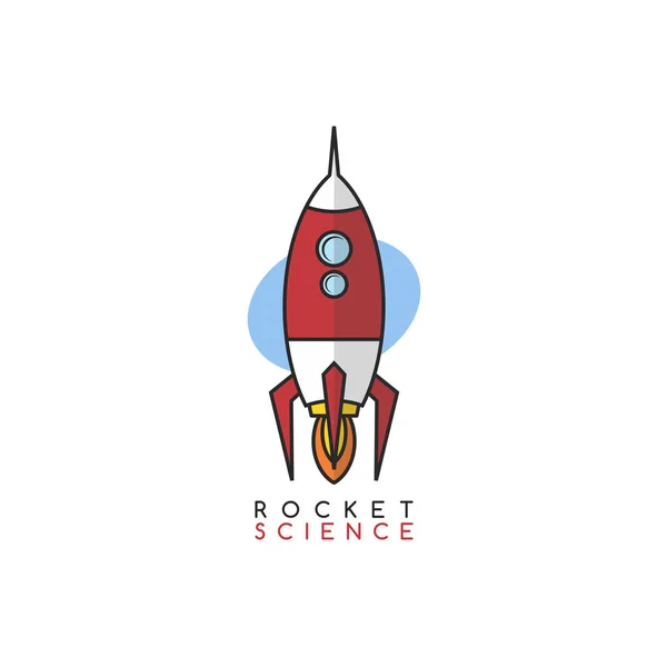 Cartoon Rocket Illustratie Met Rocket Science Belettering — Stockvector