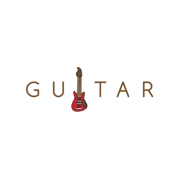 Cartel Letras Guitarra Con Guitarra Dibujos Animados Como Carta — Vector de stock