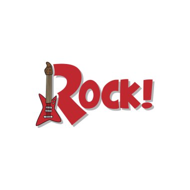 karikatür gitar ve rock ile poster! Yazı