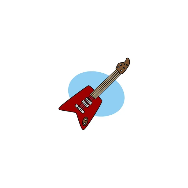 Cartoon Guitar Icon Isolated White Background — Stock Vector