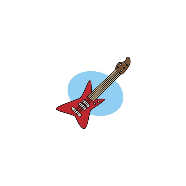 Cartoon Guitar Icon Isolated White Background — Stock Vector