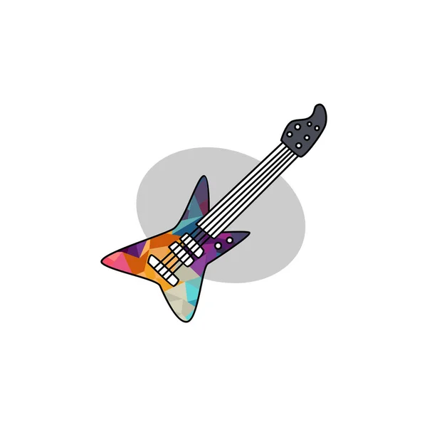 Cartoon Guitar Icon Isolated White Background — Stock Vector