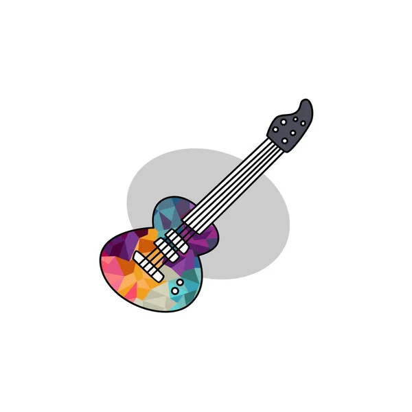 Cartoon Guitar Icon Isolated White Background — Stock Vector