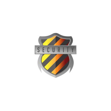 yellow lined shield icon with security lettering