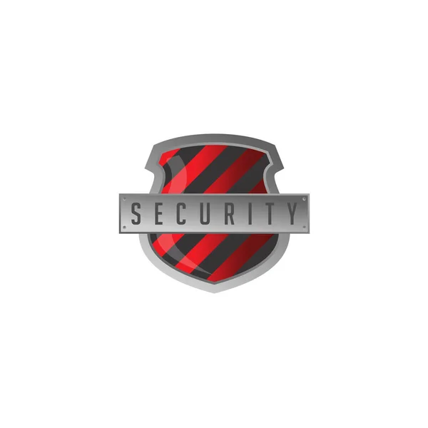 Ícone Escudo Forrado Vermelho Com Letras Segurança — Vetor de Stock