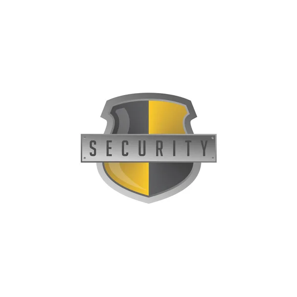 Icono Escudo Amarillo Cuadros Con Letras Seguridad — Vector de stock