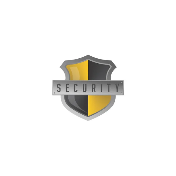 Ícone Escudo Amarelo Quadriculado Com Letras Segurança — Vetor de Stock
