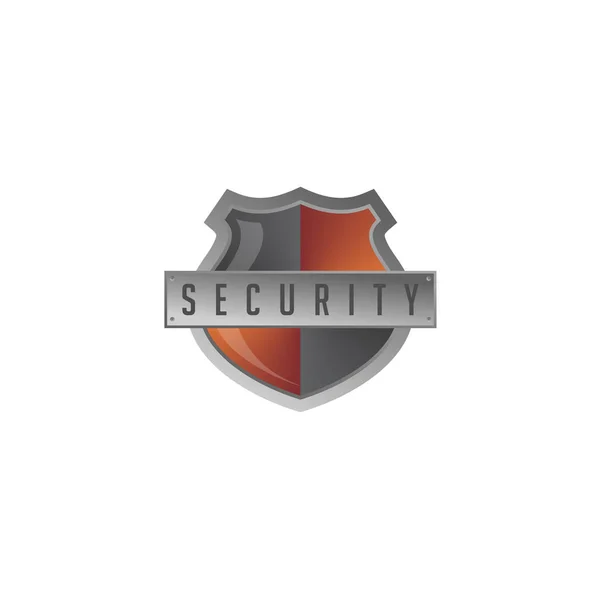 Checkered Orange Shield Icon Security Lettering — Stock Vector