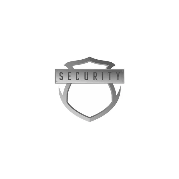 Escudo Metal Com Ícone Vetor Letras Segurança — Vetor de Stock