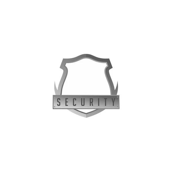 Metal Shield Security Lettering Vector Icon — Stock Vector