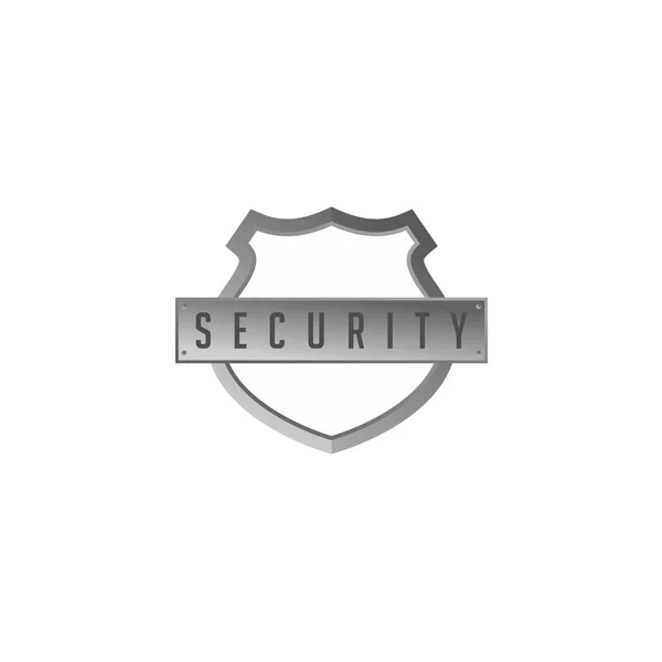 Vector Icon Metal Shield Contour Security Lettering — Stock Vector