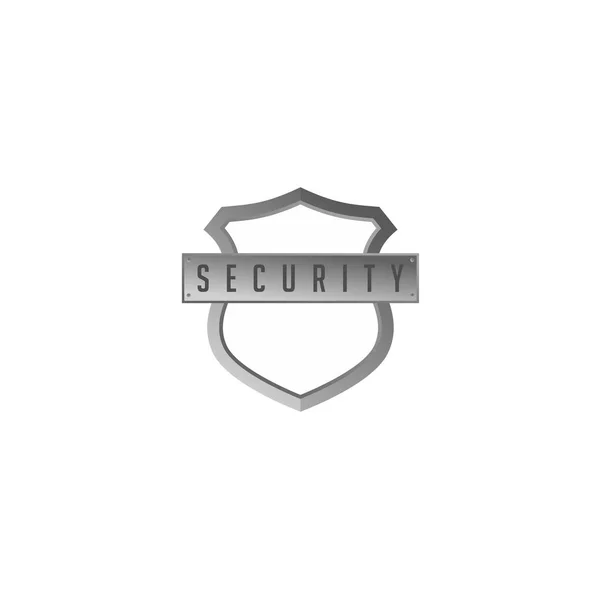 Icono Vector Contorno Escudo Metal Con Letras Seguridad — Vector de stock