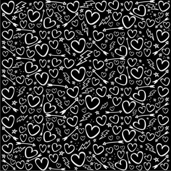 Corazones Flechas Negro Vector Fondo — Vector de stock