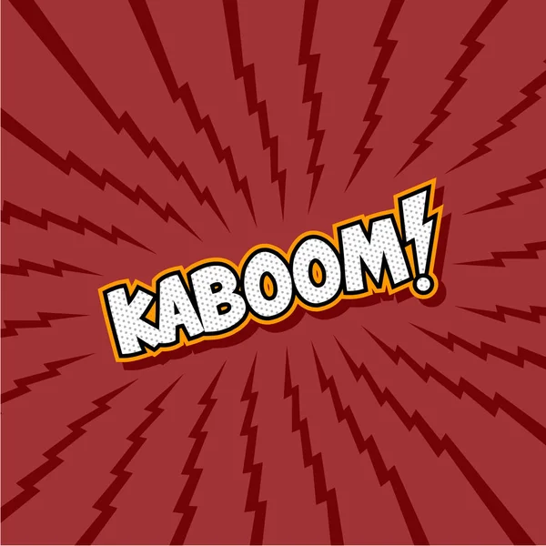 Acento Kaboom Letras Sobre Fondo Rojo — Vector de stock