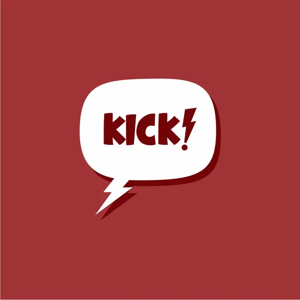 White Speech Bubble Kick Lettering Red Background — Vector de stock