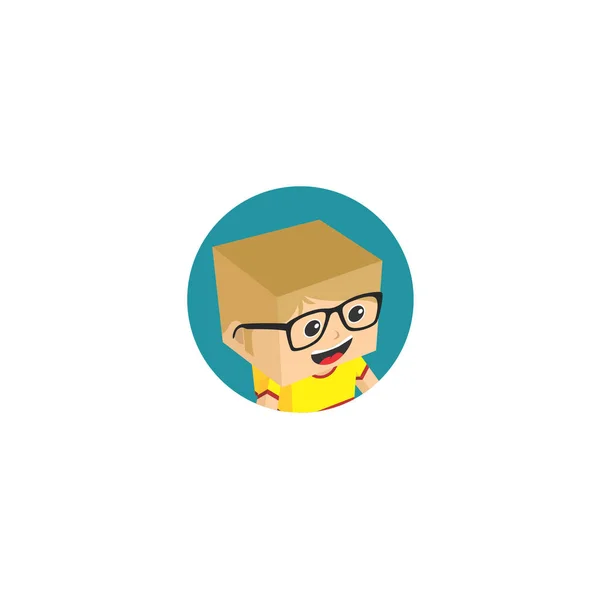 Personagem Cubo Desenho Animado Ícone Óculos Fundo Branco — Vetor de Stock
