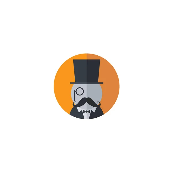 Icône Orange Avec Personnage Dessin Animé Avec Chapeau Moustache Sur — Image vectorielle