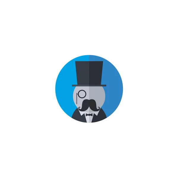 Icono Azul Con Personaje Dibujos Animados Con Sombrero Bigote Sobre — Vector de stock