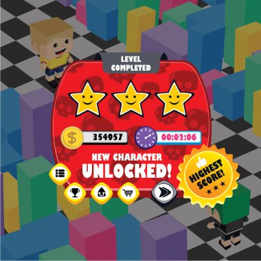 oyun ui menü uygulaması mobil uygulama, vektör illüstrasyon