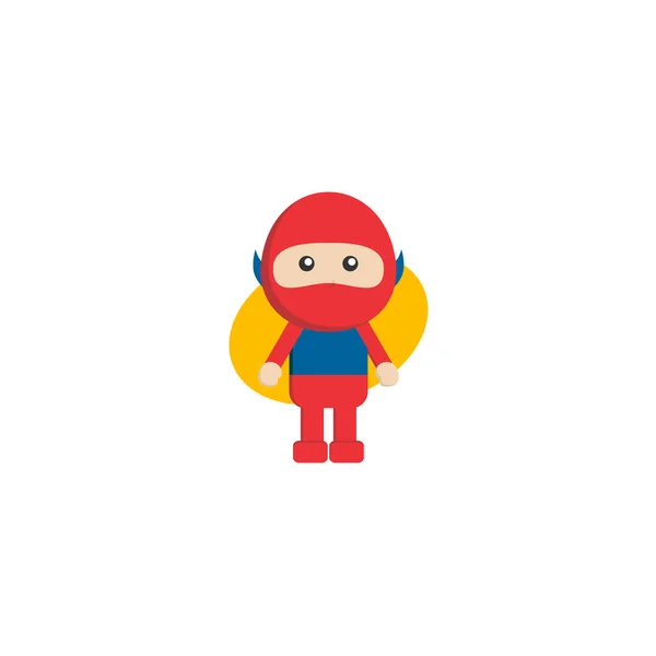 Little Superhero Flat Cartoon Vector Illustration — Stock Vector