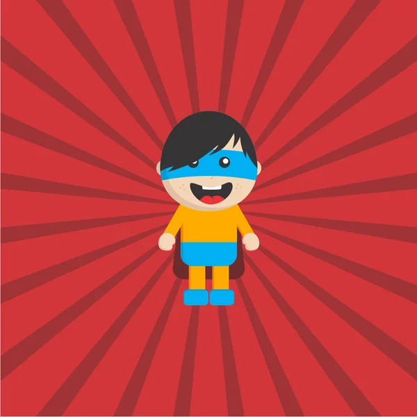 Little Superhero Flat Cartoon Character Vector Illustration — Stock Vector