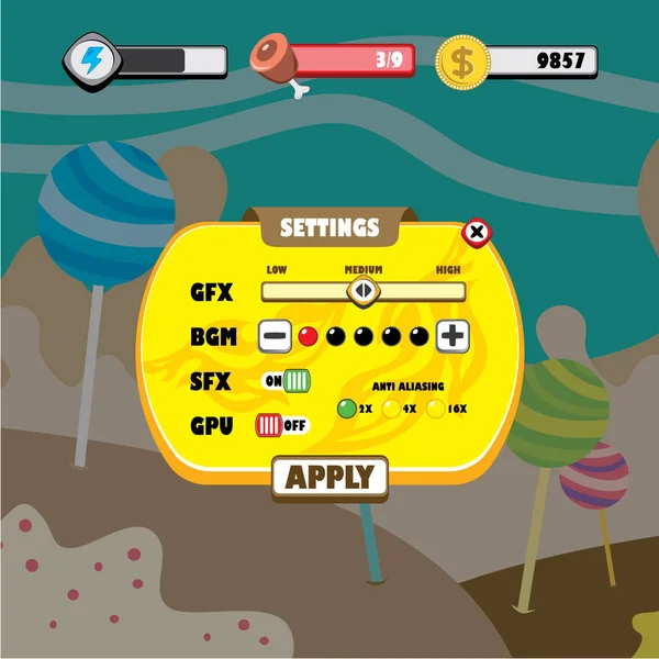 Game Menu Anwendung Mobile App Vektorillustration — Stockvektor