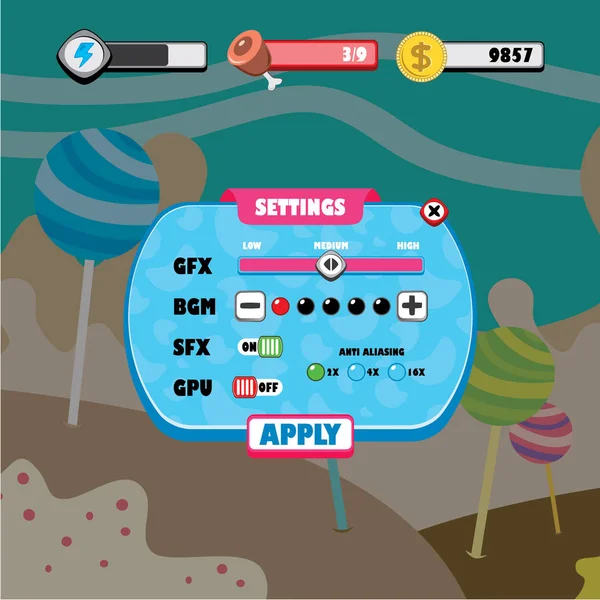 Game Menu Anwendung Mobile App Vektorillustration — Stockvektor