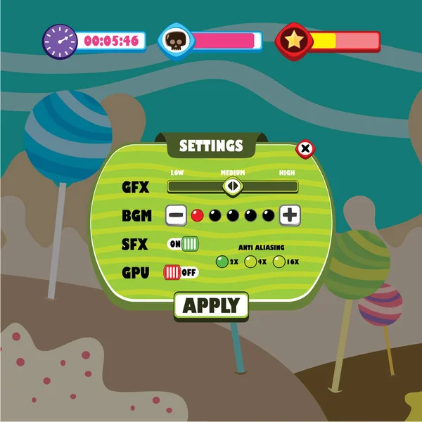 Game Menu Anwendung Mobile App Vektorillustration — Stockvektor