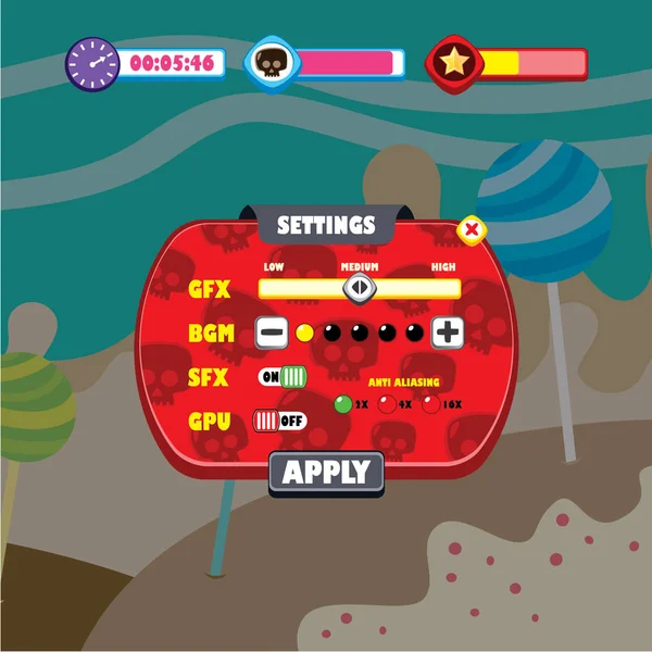 Game Menu Anwendung Mobile App Vektorillustration — Stockvektor