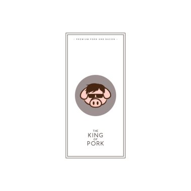 Beyaz arka planda şık hipster Pig logosu ile Minimalistic yaratıcı broşür