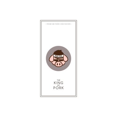 Beyaz arka planda şık hipster Pig logosu ile Minimalistic yaratıcı broşür